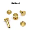 10pcs Solid Brass Copper Chicago Screw Nail Post Binding Rivet Round Head Stud for Leather Craft Wallet Bag Belt Strap Web Book