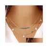 Pendant Necklaces String Tassel Bar Mtilayer Necklace Vintage Boho Turquoise Beads Pendants Long Charms Chains Drop Delivery Jewelry Dhqba