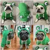 Sweat-shirt sweat-shirt de vêtements pour chiens Batchons de chiots Coupes Costume de grenouille verte mignon Veste chaude et chaude