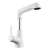SKOWLL Bathroom Sink Faucet Deck Mount Single Handle Vanity Tap with 3 Functions Pull Out Sprayer, White PX-15