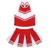 Kinder Girls Cheerleader Kostüm Tanzkleidung Outfit Reißverschluss Tops mit plissierten Cheerleading Minirock Childrens Cheerleading Outfit