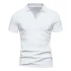 American Casual Fashion minimaliste Henry Pure Cotton Tapon T-shirt à manches courtes pour la chemise de base élastique cool d'été pour hommes