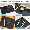 Table Mats 30x20in Silicone Extra Large Dish Drying Mat Counter Top Draining Sink For Drainable Airdryable Nonslip Durable