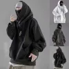 Spaccatura per pile per uomini Maschio Stile ninja Felpa di cappuccio giapponese Autunno inverno Calda Turtone Punk Punk Oversize Pullover Oversize Top