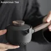 Black Pottery Side Handle Teapot Ebony Handle Simple Modern Household Filter Single Pot Ceramic Kung Fu Tea Set Customized Gift