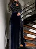 Urban Sexy Dresses Sexy Mermaid blue canary shimmering sequin long sleeve side slit elegant gorgeous formal occasion ball party evening dress 240410