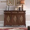 Nordic Brown Classic Light Luxury Carved Solid Wood Sideboard Small Apartment Porch Shoe Cabinet Living Room Storage Furniture