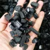 Натуральный черный турмалиновый сырой рудое жемчужина нерегулярные образец минерала кристал