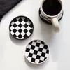 Table Table Nordic Ins Black and White Cup Mat Checkerboard TEA TEA BURANT Rangement DÉCOR HOME