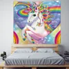 Rainbow Unicorn Tapestry Mur suspendu Bohemian Beach Mat polyester mince couverture de châle de yoga