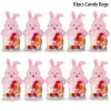 Sac à bonbon de lapin de Pâques avec cartes de vœux Pâques Pâques Bunny Carrot Bag Sac Cons de plastique Transprant