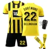 Maglie da calcio 2223 Dortmund Home Jersey 9 Haaland Royce Bellingham Football Adulto Children's Set