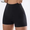 Yoga -outfits zachte yoga shorts met zakken voor vrouwen kleding hoge taille buit gym shorts ademende trainingsshorts push up sportshorts y240410