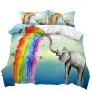 Elephant Duvet Cover Zestaw Afrykańskie zwierzę zwierzęta spersonalizowane projektowanie podwójna pokrywka Rainbow Elephant Poliester Qulit Coulit Count