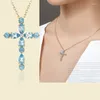 Pendant Necklaces Wholesale 18 K Gold Plated Cross With Topaz Stone Natural Color Stones Female Clavicle Necklace