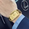 WWOOR 2024 Square Watch Men with Automatic Week Date Luxury Stainless Steel Gold Mens Quartz Wrist Watches Relogio Masculino 240322