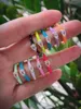 Clusterringe 10pcs Trendy Design Kubik Zirkonia Star Square Heart Drop Ring Mehrfarbige Email Band Regenbogenstapel offen einstellbar