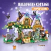 LOZ Mini Halloween Cottage House Building Bloum Moc Pumpkin Car Carriage Bricks Assembly Toys Figure For Children Halloween Gift