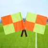 Football Referee Flag 1 Pair Useful Compact Durable Rustproof Handle Referee Linesman Flag for Football Training