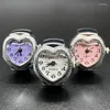Polshorloges 100 stcs/lot verkopen vinger horloges hartvormige mode dames cadeau horloge ring groothandel