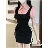 Urban Sexy Dresses Party Patchwork Slim Dress Women Mini Sweet Gentle Shirring Summer Lovely Desed Puff Sleeve Estetic Students H Dhyce