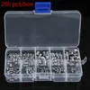 200pcs Siyah/Stainles Çelik Allen Allen Socket Hex Set Grub Vidalı Kupa Nokta Çiftlik Kiti + Kutu (Gömme Sonu)