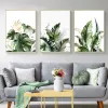 Tropical Botanical Green Leaves Gold Floral Wall Art Canvas Paintings Picture Print Plant Poster For Living Room Home Decoration