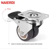 NAIERDI 4PCS Swivel Furniture Casters 1.5" / 2" Heavy Duty Soft Rubber Roller Furniture Wheels With Brake for Platform Trolley