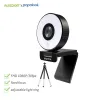 Webcams wuausdom pa552 web camera hd 1080p com webcam de tripé de luz LED ajustável do microfone projetado para streaming obs contas