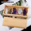 Runyangshi 5 stcs/set natuurlijke kristalcluster originele puntmineralen amethist cluster verzamelen houtenbox -geschenken voor huizendecoratie