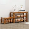 2 Tier Bambu Shoe Organizer Rack Simple Modern Change Shoes Bench Entryway Storage Shoes Cabinet Multifunktionell träritt