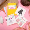 Happy Birthday Greeting Card Cartoon Printing Gift Card with Envelope for Party Celebration Blessing Invite Random Image