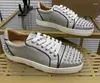 Casual Shoes 2024 Fashion Men Spikes Comfort Low Top Silver Sneakers Man Lace-Up Breathable Trainers Flats