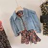 Bébé filles en denim veste infantile en tout-petit jean manteau pochette bouffée enfants jean vêtements bébé fille sort