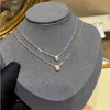 Card Classic UFO Bubble Necklace Womens CNC Craft Round Mini Single Diamond Collar Chain Neckchain V Gold High Edition