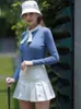 2022 Yaz Golf Wear Women Rib Tops bayanlar golf mini etek nefes alabilen ince spor gömlekleri 2 adet set bayanlar golf giyim