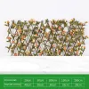 Expanding Trellis Fence Wooden Hedge With Artificial Flower Leaves UV Protected Privacy Screen For Garden Fence Backyard 40CM