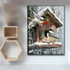 Huacan Cross Stitch Vogel Tiernadel -Sets für vollständige Stickereien Winterlandschafts -Kits Weiße Leinwand 14ct DIY Home Decor 40x50 cm