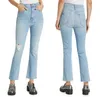 Jeans femininos Mulheres desgastadas calças jeans 2024 Moda de cintura alta ligeiramente alargada