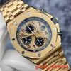 Eccitante orologio da polso AP Royal Oak Offshore Serie 26470or Gold Shell Gold Band Chronograph Watch 18K Rose Gold Material 42mm