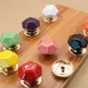 TFAAI Diamond Shape Cerâmica botões Cleax Dreta Cozinha armário de cozinha Puxa a alça do armário da base de liga de zinco para móveis