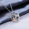 New Girl and Horse Colorful Two Tone Pendant Rose Gold Heart Necklace