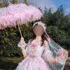 Paraplyer lyxdesigner bröllop paraply konst flickaktigt estetik lolita spets söt rosa långa kvinnor ombrelles mariage solig ängel