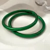 Modern Jewelry High Quality Soft Plastic Tube Inner Glitter Bangle Bracelet For Women Vintage Style Green Bracelet Bangles 240407