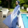 Muzułmańskie stroje kąpielowe Kobiety jezioro Blue Twill Printed Skromny hidżab długie rękawy sport strój kąpielowy 4 szt. Lslamic burkinis noszenie kostium kąpielowy