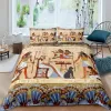 Altes Ägypten Duvet Cover Set ägyptische Symbol Bettwäsche Set Vintage Pharaoh Pyramid Boho Tribal Polyester Quilt Cover 2/3pcs Königin