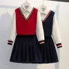 Vêtements Ensembles pour filles Kirt Preppy Skirt Twinset École uniforme Enfants Costume Kids Suit Baby Clothes 4 6 8 9 10 12 14 ans