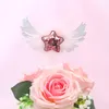 1pc Gold Heart Shiny Angel Wings Cake Toppers paille