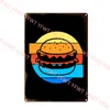 Vintage Kitchen Rules Burgers Fries Metal Tin znak kawiarnia Dekor sali domowej Fast Food Metal Tale