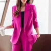 Blazer Blazer Blazer Button decorata Giacca sciolta pantaloni larghi pantaloni a gamba a due pezzi Eleganti pantaloni da donna Abito per ufficio estivo Outftis Business Suit C240410